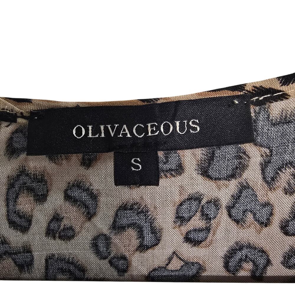 Olivaceous Leopard Print Knee Length Dress Notch Neck Size Small - Picture 7 of 8